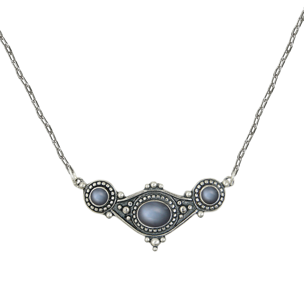 Sterling Silver Necklace With Grey Moonstone